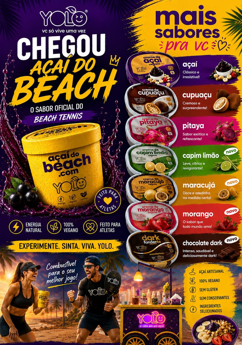 Catálogo Açaí do Beach — linha de cremes veganos YOLO