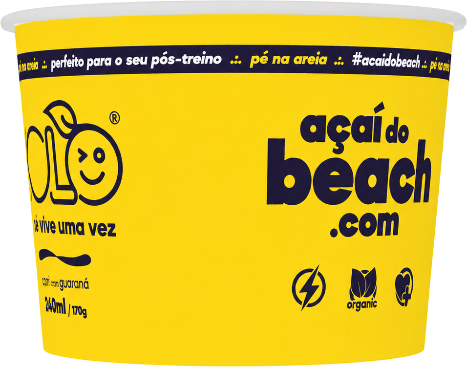 Copo Açaí do Beach 240ml / 170g, com guaraná, sabor pé na areia, #acaidobeach